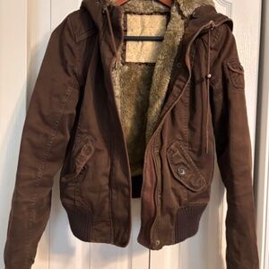 Abercrombie RARE Y2K vintage faux fur hooded jacket